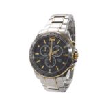 Citizen Eco-Drive chronograph WR100 stainless steel and gold plated gentleman's bracelet watch, 43mm
