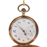 14k lever hunter pocket watch, gilt frosted bar movement, the dial with Arabic numerals, Louis style