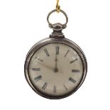 Silver pair cased fusee verge pocket watch, hallmarked London 1839, signed Jas Scott, Kendal, no.