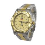 Tag Heuer Professional 200m bicolour gentleman's bracelet watch, ref. 964.006-2, gold coloured dial,