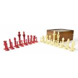 Ivory Victorian chess set, height of kings 10cm