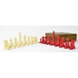 Victorian mammoth tusk chess set, height of king 10cm