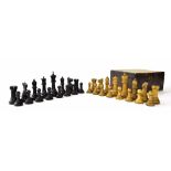 Jaques weighted chess set, kings stamped 'Jaques London', height of kings 10cm