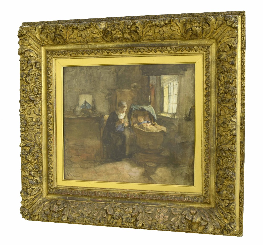 Albert Neuhuys (1844-1914) - Mother and Child beside a Cottage window, signed and dated '80 ( - Image 2 of 4
