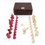 Ivory part chess set, the kings 10cm, together with backgammon pieces