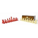 Jaques ivory chess set, white king stamped 'Jaques London', height of kings 7.6cm