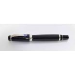 MontBlanc 'Boheme Bleu' ballpoint pen, set with blue stone to the clip, no. IF1572725, 4.75"