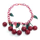 Art Deco Bakelite cherry and leaf necklace