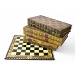 Four folding chess/backgammon boards (4)