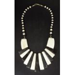 Art Deco ebony and bone necklace