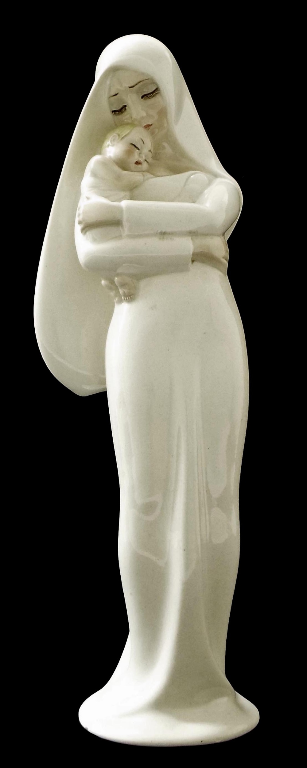 Lenci figure modelled as The Madonna and Child, signed and bearing the factory label, 16" high