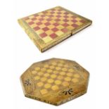 Marquetry chess board and leather backgammon board (2)