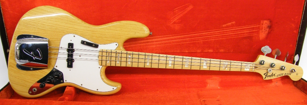 1974/75 Fender Jazz Bass guitar, made in USA, ser. no. 6xxxx5; Finish: natural in remarkably clean