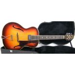 1930s Radiotone archtop guitar; Finish: sunburst, many imperfections including cracks in the