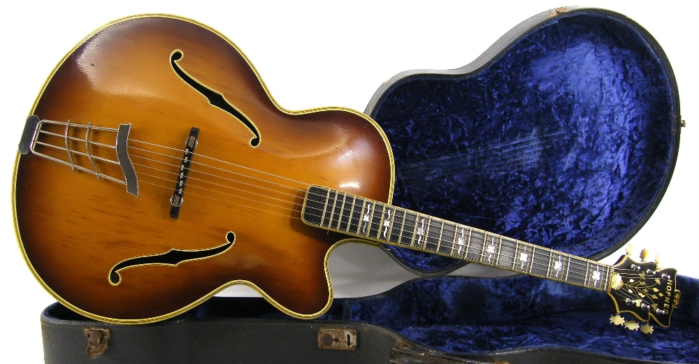 1958 Hofner Committee archtop guitar, made in Germany, ser. no. 2xx9; Finish: brunette with minor