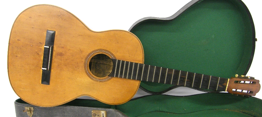 Early 20th century Salvador Ibanez classical guitar; Back and sides: rosewood, hairline cracks and