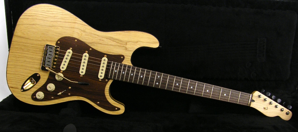 Good quality custom build Strat type electric guitar comprising a guitarbuild.co.uk bound Strat