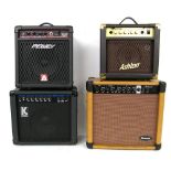 Peavey Micro Bass guitar amplifier; together with three other practice amplifiers