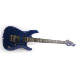 Dean C350F electric guitar, made in China; Finish: trans blue; Fretboard: rosewood; Frets: good;