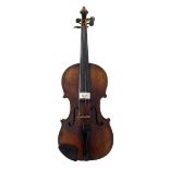 Interesting 19th century violin in need of restoration, 14 1/8", 35.90cm