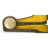 1928 Windsor De Luxe model number 1 five string zither banjo, with 9" skin and 26" scale, original