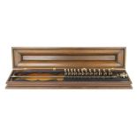 Interesting antique mahogany cased tuning instrument, 32" wide