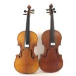 Early 20th century viola, 15 3/16", 38.60cm; also another contemporary viola, 14 7/8", 37.80cm (2)