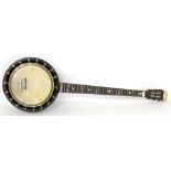 Essex & Cammeyer five string zither banjo, bearing a presentation plaque to Miss Rosie Skinner by