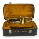 Antoine Courtois gold lacquered trumpet, no. 10744, case