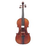 French J.T.L. seven-eighth size Strad copy violin, 13 5/8", 34.60cm