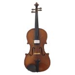 French half size violin labelled...K. Blaise, Mirecourt, 12 5/16", 31.30cm, case