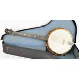Jedson tenor banjo, with birds eye maple resonator back, 11" skin and 23" scale, case; also a