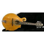 Paris Swing F style mandolin, natural finish, case