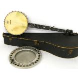 Five string open back banjo, possibly by Windsor, circa 1900, with aluminium resonator, 10.5"