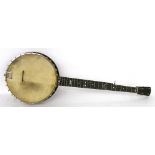 'Popular No. 2' five string open banjo, probably by John Edward Brewster and stamped JEB, circa