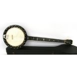 Barnes & Mullins No. 2 five string zither banjo, circa 1900, with 8.5" skin and 26.5" scale, case