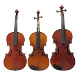 Two half size violins and a three-quarter size violin (3)