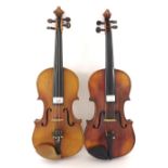 Early 20th century Stradivari copy violin, 14 1/16", 35.70cm; also a mid 20th century Eastern