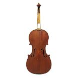 Early 20th century Markneukirchen seven-eighth size violin, 13 9/16", 34.50cm