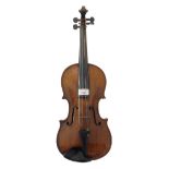 Interesting mid 19th century violin in need of restoration, 14 1/8", 35.90cm