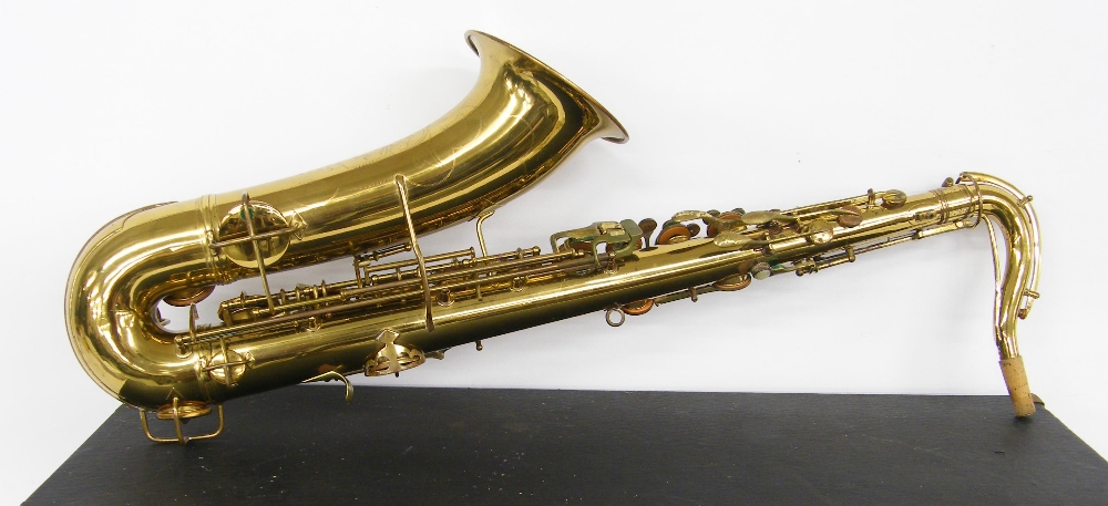 1930s Conn 'New Wonder Transitional' gold lacquered tenor saxophone, made in USA, ser. no. M21165,