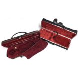 Two oblong violin cases with outer zipper covers (2)