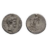 Mark Antony. Denarius, 4.46g (11h). Asia Minor, 41 BC. Obv: ANT AVG IMP III V R P C Head of Antony