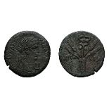 Lot of three bronze coins of Claudius I. (1) AE 24.5, 9.65g. Year 10 = 49/50 AD. Head laureate right