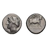 Campania. Neapolis. c. 325-241 BC. Didrachm, 7.20g (10h). Obv: Head of nymph left. Rx: Man-headed
