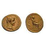 Tiberius. 14-37 AD. Aureus, 7.72g (4h). Lugdunum. Obv: TI CAESAR DIVI - AVG F AVGVSTVS Head laureate