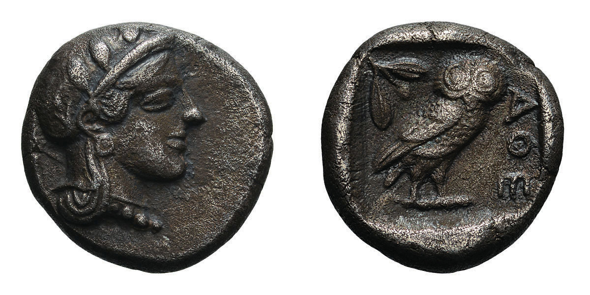 Attica. Athens. c. 404 BC. Drachm, 4.05g (7h). Obv: Head of Athena right, wearing Attic helmet