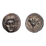 Caria. Rhodes. c. 250-230 BC. Didrachm, Αmeinias, magistrate, 6.79g (11h). Obv: Three-quarter facing