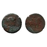 Lot of two bronze coins of Antinous, one ex Dattari. (1) AE 28, 11.75 g. Year 19 = 134/5 AD. Bare-