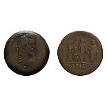 Lot of two bronze coins of Antoninus Pius. (1) AE 32-33, Year 10 = 146/7 AD, 23.21g. Bust